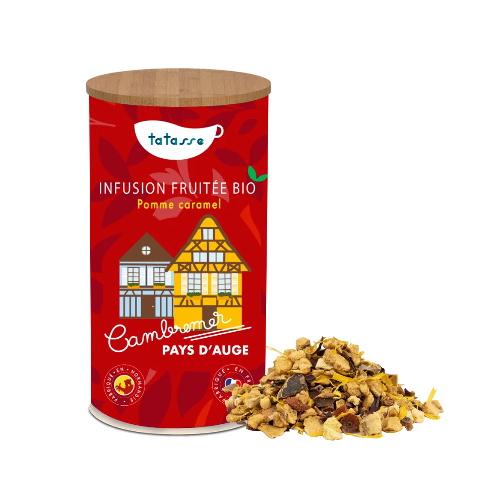 Infusion fruitée BIO pomme caramel Tatasse souvenirs 100% made in France Normandie