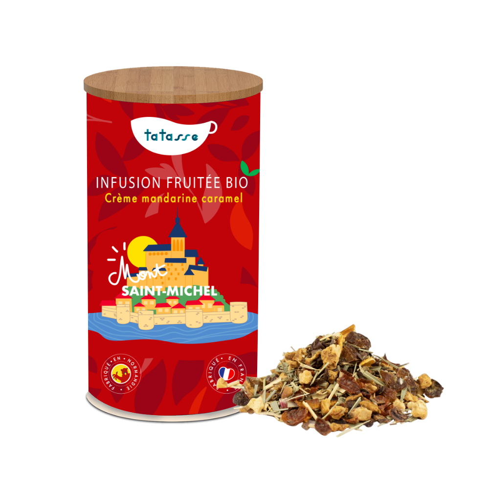 Infusion mandarine crème Mont Saint Michel Tatasse Made in Calvados souvenirs 100§% made in France Normandie