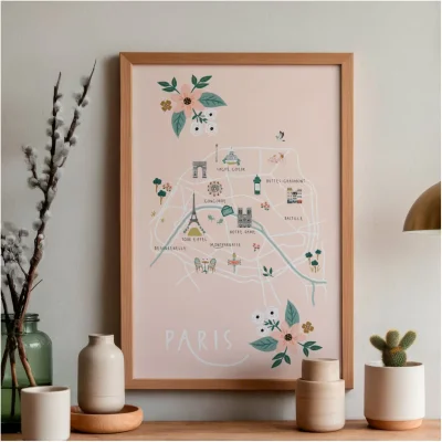 Affiche Paris Ile de France illustration slowing out Amélie Broddes A3