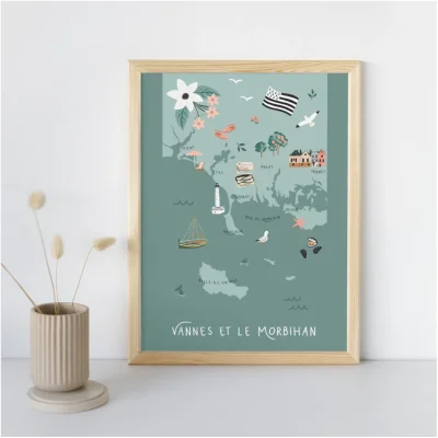 Affiche Vannes Morbihan Bretagne souvenir souvenirs 100% Made in France idées cadeaux graphiste Slowing out city guide