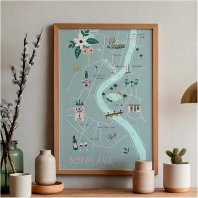 Affiche Bordeaux Nouvelle Aquitaine illustration slowing out Amélie Broddes A3