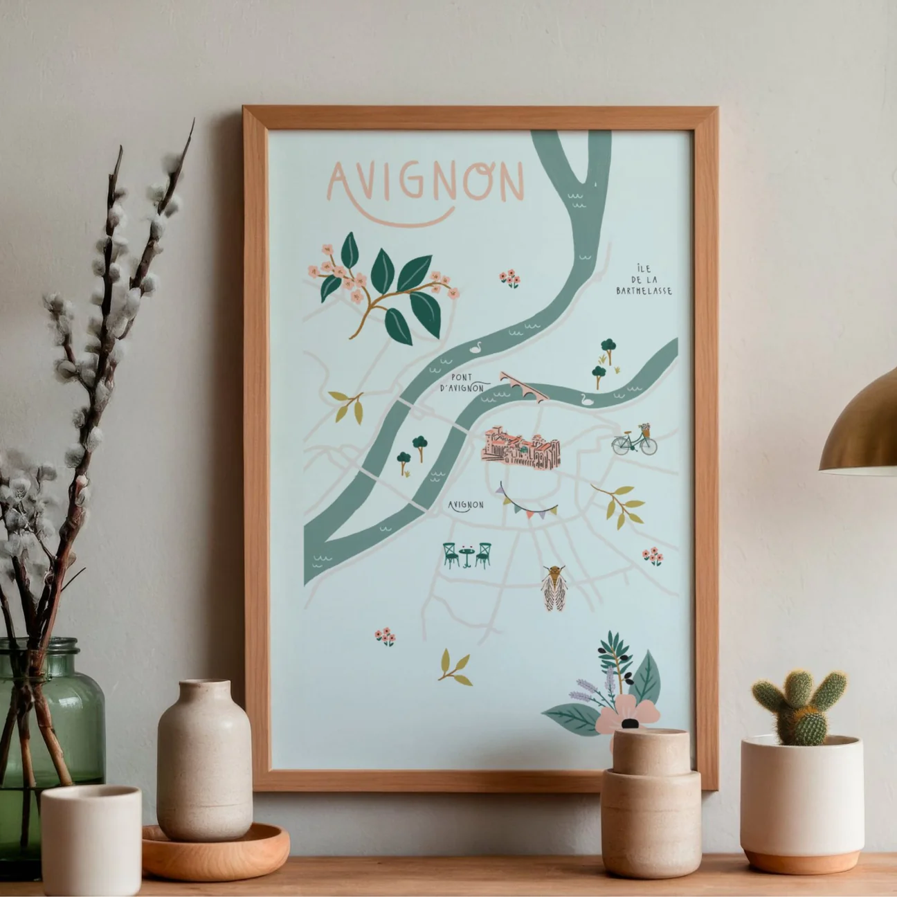 Affiche Avignon Provence Alpes Côte d'Azur souvenir souvenirs 100% Made in France idées cadeaux graphiste Slowing out city guide