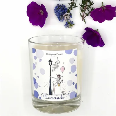 Bougie parfum lavande rues paris idée cadeau 100% made in France souvenir souvenirs voyage paris tour eiffel lampadaires provence