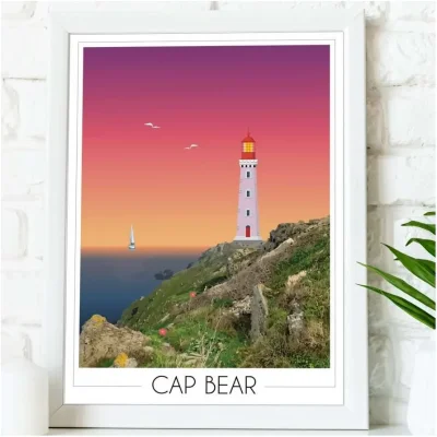 Affiche Cap Bear Pyrénées Orientales Occitanie Foliove SOUVENIRS 100% Made in France
