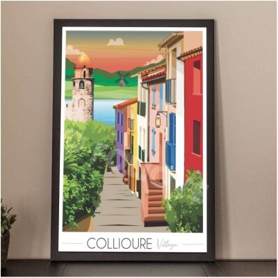 affiche collioure Pyrénées Orientales Occitanie Foliove SOUVENIRS 100% Made in France