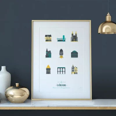 Affiche Bretagne Lieux iconiques souvenir souvenirs bretagne Idée cadeau 100% Made in France Far Bay éditions