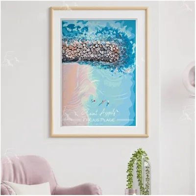 Affiche Port fréjus passerelle provence alpes côte d'azur évidence graphique illustratrice graphiste idée cadeau souvenirs décoration airbnb 100% made in france