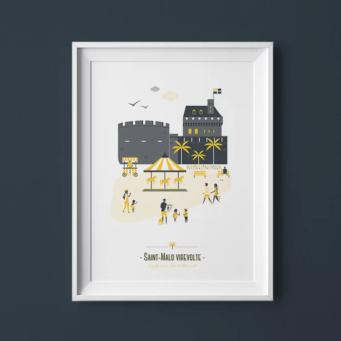 Affiche Saint Malo remparts Esplanade souvenir souvenirs bretagne Idée cadeau 100% Made in France Far Bay editions