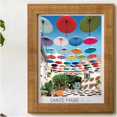 Affiche Sainte-Marie-La-Mer Occitanie Pyrénées Orientales Foliove SOUVENIRS 100% Made in France