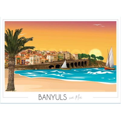 Affiche Arcades Banyuls sur mer Pyrénées orientales Occitanie Foliove SOUVENIRS 100% Made in France