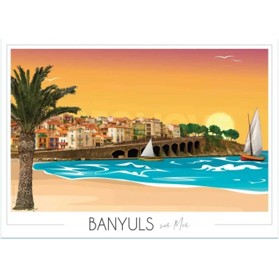 Affiche Arcades Banyuls sur mer Pyrénées orientales Occitanie Foliove SOUVENIRS 100% Made in France
