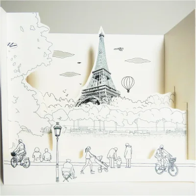Coloriage Pop up Paris bords de seine Pop up souvenir souvenirs made in France 100% idée cadeau loisirs créatifs