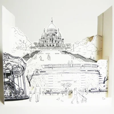 Coloriage Pop up Paris Sacré coeur montmartre Pop up souvenir souvenirs made in France 100% idée cadeau loisirs créatifs