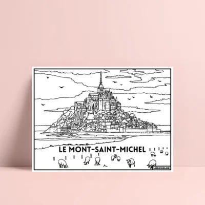 Coloriage velours Mont Saint-michel Normandie ludocolor france idée cadeau loisirs créatif souvenir souvenirs 100% made in france Ludocolor