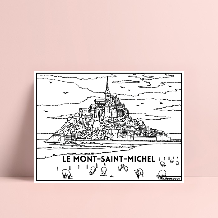 Coloriage velours Mont Saint-michel Normandie ludocolor france idée cadeau loisirs créatif souvenir souvenirs 100% made in france Ludocolor