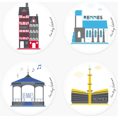 Magnet Rennes Thabor Place Champ Jacquet colombages Couvent des Jacobins Mabilay Idée cadeau 100% Made in France Far Bay editions