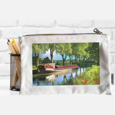 Pochette trousse Canal du Midi trousse Occitanie coton idée cadeau souvenir souvenirs 100% made in France Foliove
