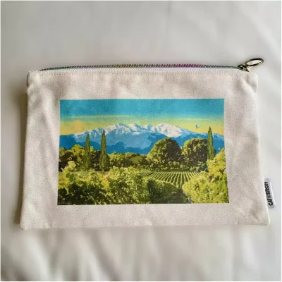 Pochette Canigou pyrénées orientales occitanie coton idée cadeau souvenir souvenirs 100% made in France foliove