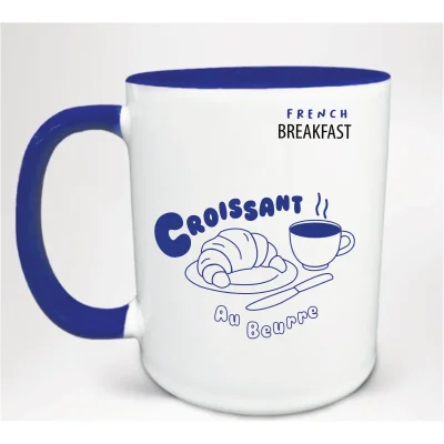 Tasse croissant au beurre french breakfast petit déjeuner français idée cadeau 100% made in france souvenir souvenirs french touch