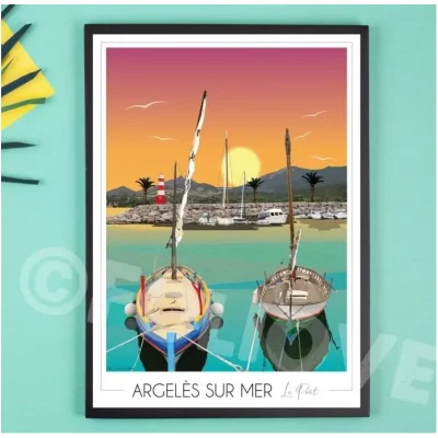 Affiche Argelès sur Mer Occitanie Pyrénées Orientales FOLIOVE SOUVENIRS 100% MADE IN FRANCE