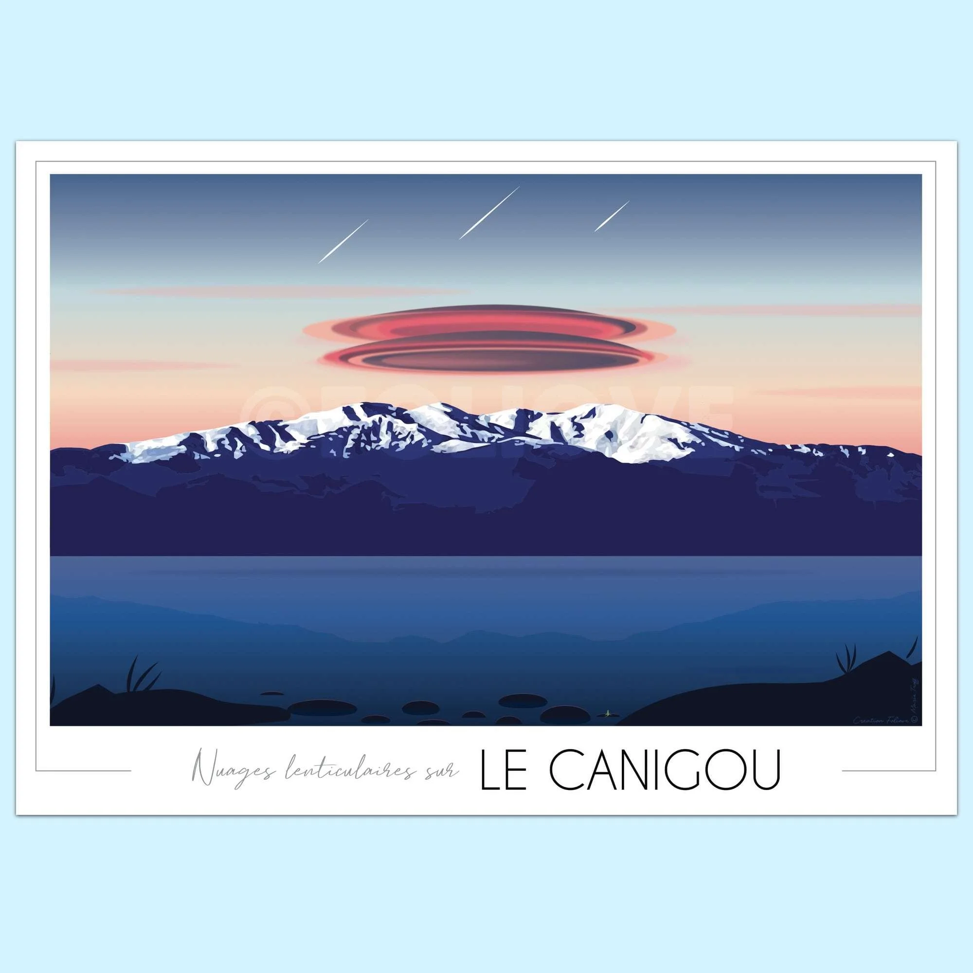 Affiche du Mont Canigou Pyrénées Orientales Occitanie Foliove SOUVENIRS 100% Made in France