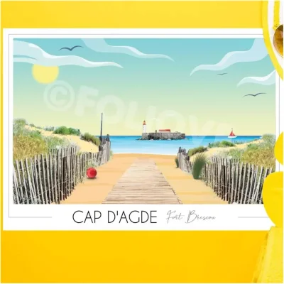 affiche cap d'agde pyrénées orientales Occitanie Foliove SOUVENIRS 100% Made in France