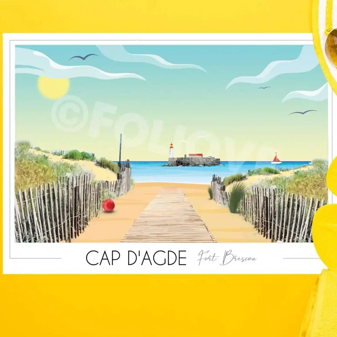 affiche cap d'agde pyrénées orientales Occitanie Foliove SOUVENIRS 100% Made in France