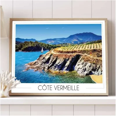 Affiche Côte vermeille Pyrénées Orientales Occitanie Foliove SOUVENIRS 100% Made in France
