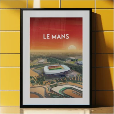 Affiche Football Le Mans Stade Marie-Marvingt idée cadeau souvenir supporter 100% made in France Pays de la Loire