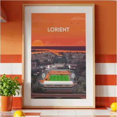 Affiche Football Lorient stade du moustoir idée cadeau souvenir supporter 100% made in France Bretagne