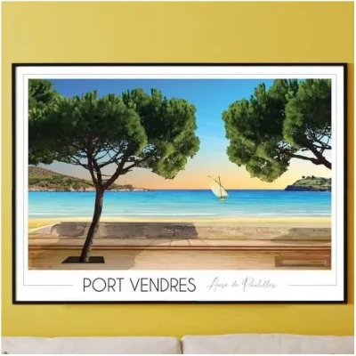 Affiche Paulilles Port Vendres Occitanie Pyrénées Orientales Foliove SOUVENIRS 100% Made in France