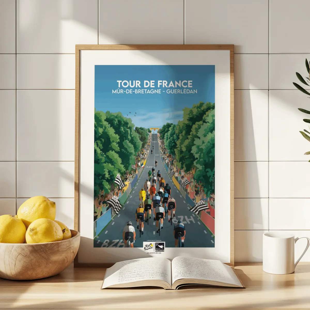 Affiche tour de france mur bretagne Guerlédan idée cadeau souvenir supporter 100% made in France