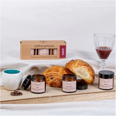 Coffret bougies parfumées chocolatine café merlot Bordeaux bordelais La bougie Phare idée cadeau 100% made in France souvenir souvenirs Nouvelle Aquitaine