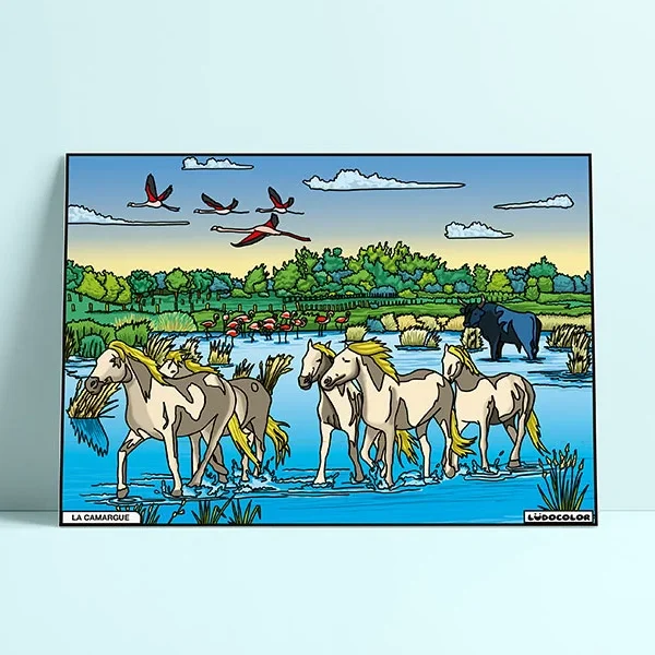 Coloriage velours camargue provence alpes côte d'azur occitanie ludocolor france idée cadeau loisirs créatif souvenir souvenirs 100% made in france Ludocolor