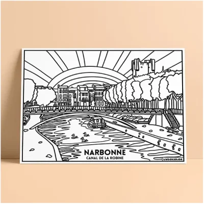 Coloriage velours narbonne canal de la robine occitanie ludocolor france idée cadeau loisirs créatif souvenir souvenirs 100% made in france Ludocolor