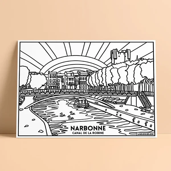 Coloriage velours narbonne canal de la robine occitanie ludocolor france idée cadeau loisirs créatif souvenir souvenirs 100% made in france Ludocolor