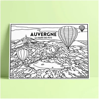 Coloriage velours auvergne chaine des puys ludocolor france idée cadeau loisirs créatif souvenir souvenirs 100% made in france Ludocolor