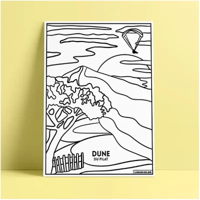 Coloriage velours bassin d'arcachon nouvelle aquitaine dune du pilat ludocolor france idée cadeau loisirs créatif souvenir souvenirs 100% made in france Ludocolor