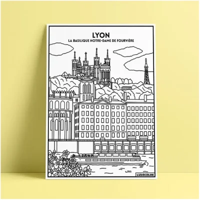 Coloriage velours lyon basilique fourvière auvergne rhone alpes ludocolor france idée cadeau loisirs créatif souvenir souvenirs 100% made in france Ludocolor