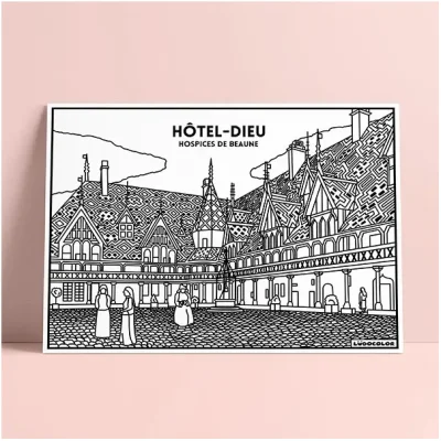Coloriage velours hôtel dieu beaune ludocolor france idée cadeau loisirs créatif souvenir souvenirs 100% made in france