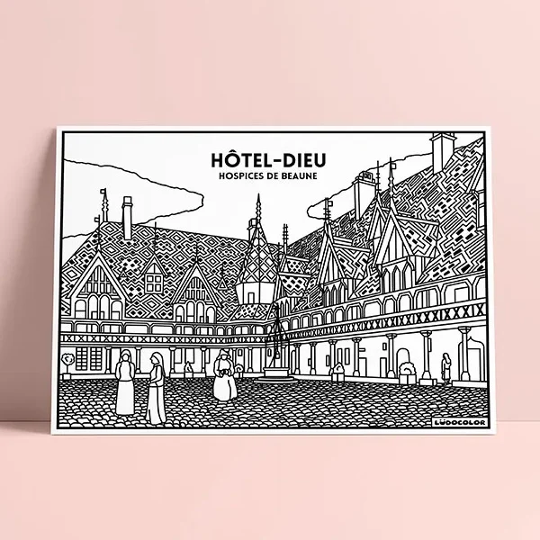 Coloriage velours hôtel dieu beaune ludocolor france idée cadeau loisirs créatif souvenir souvenirs 100% made in france