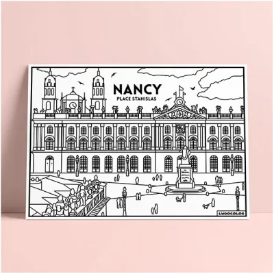 Coloriage velours place stanislas nancy grand est ludocolor france idée cadeau loisirs créatif souvenir souvenirs 100% made in france Ludocolor