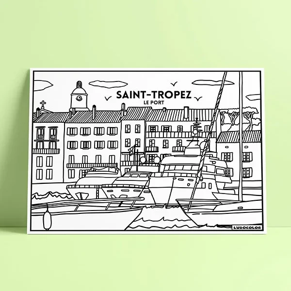 Coloriage velours port saint tropez provence alpes côte d'azur ludocolor france idée cadeau loisirs créatif souvenir souvenirs 100% made in france Ludocolor