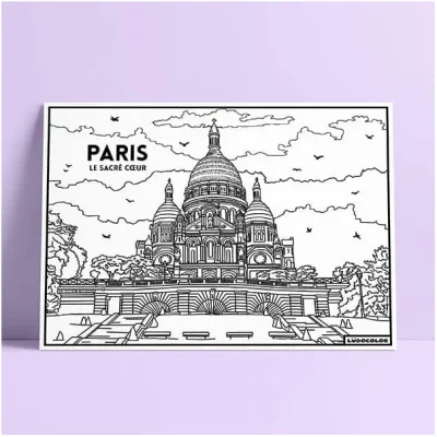 Coloriage velours sacré coeur montmartre paris ludocolor france idée cadeau loisirs créatif souvenir souvenirs 100% made in france Ludocolor