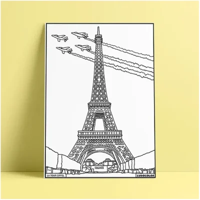 Coloriage velours tour eiffel paris ludocolor france idée cadeau loisirs créatif souvenir souvenirs 100% made in france Ludocolor