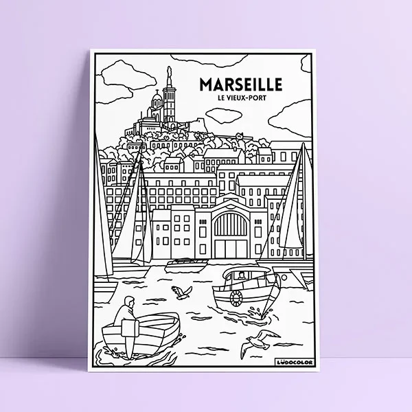 Coloriage velours vieux port marseille ludocolor france idée cadeau loisirs créatif souvenir souvenirs 100% made in france Ludocolor