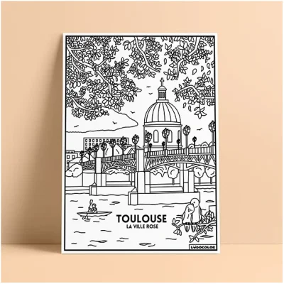 Coloriage velours toulouse occitanie ville rose ludocolor france idée cadeau loisirs créatif souvenir souvenirs 100% made in france