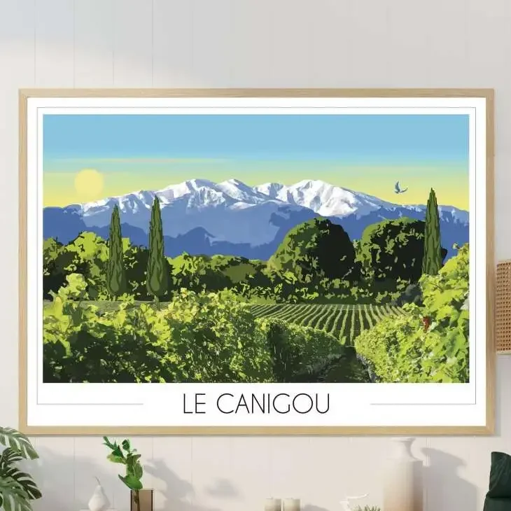 Affiche Mont Canigou Pyrénées orientales Occitanie Foliove SOUVENIRS 100% Made in France