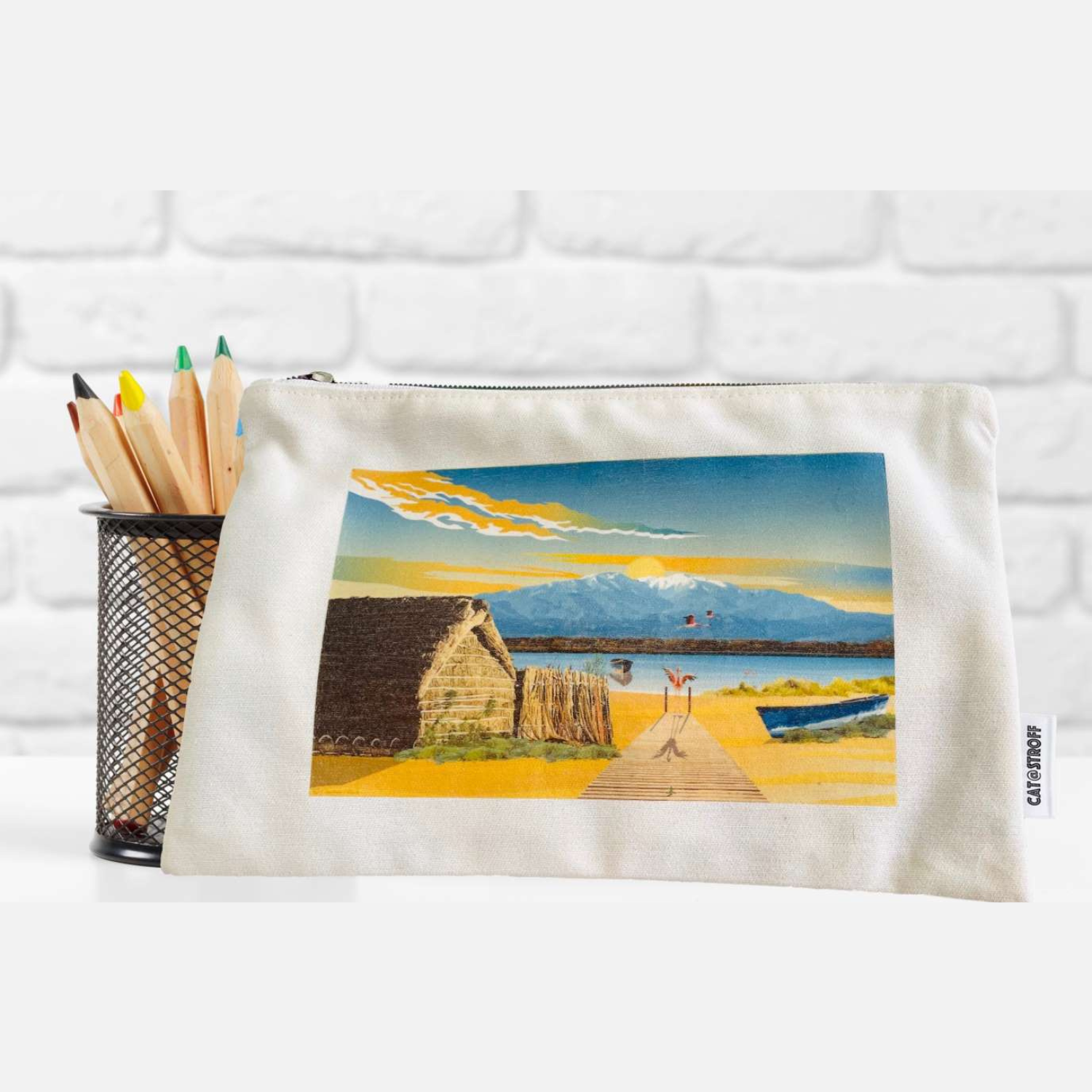 Pochette canet en Roussillon occitanie coton idée cadeau souvenir souvenirs 100% made in France