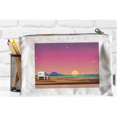 Pochette gruissan plage des chalets aude occitanie coton idée cadeau souvenir souvenirs 100% made in France